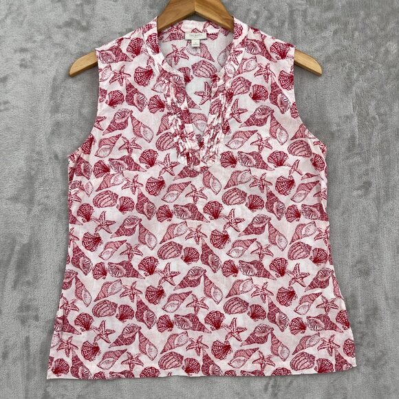 Talbots Tops - Talbots Sea Shell Print Nautical Beach Cotton Sleeveless Blouse Top